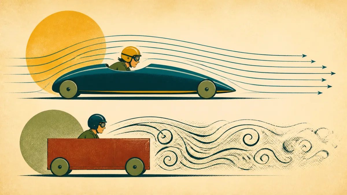 Illustration des flux d’air autour de deux formes de caisses à savon