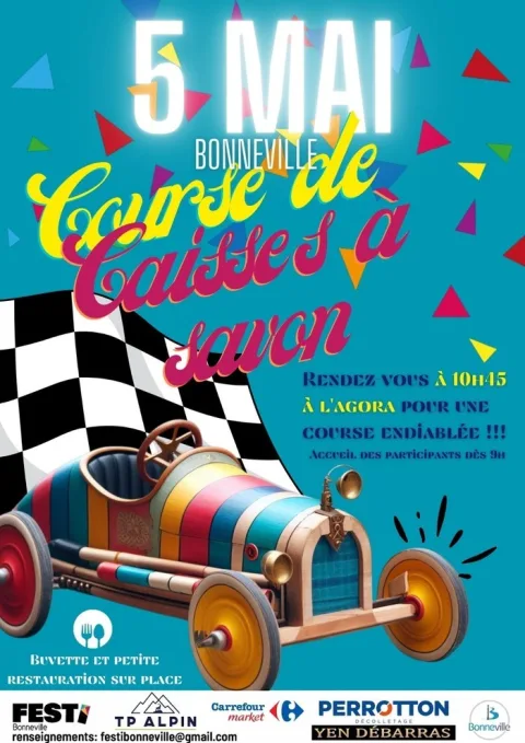 Affiche de 1re édition – Course de Caisse à Savon de Bonneville – Lalevade-d'Ardèche