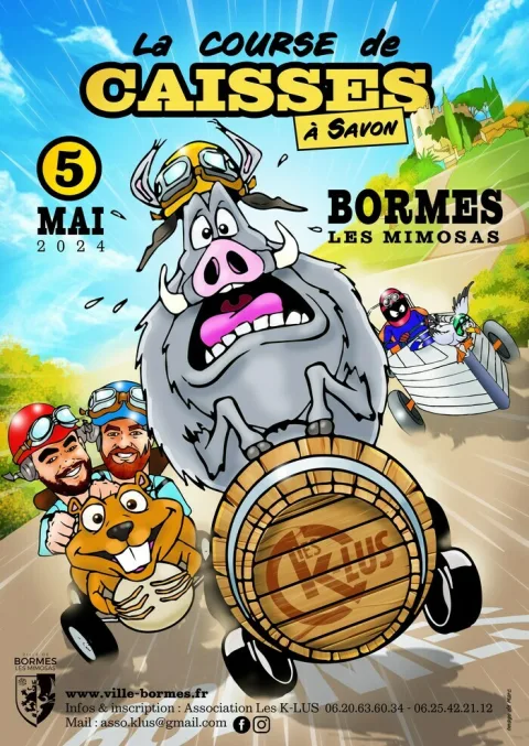 Affiche de Course de caisses à savon folklorique de Bormes-les-Mimosas
