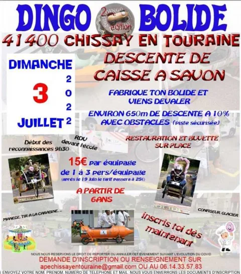 Affiche de Dingo Bolide, descente de caisse à savon – Chissay-en-Touraine
