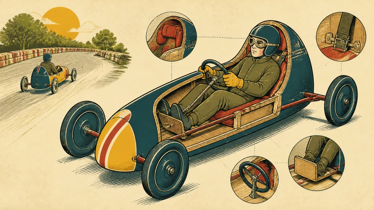 Coupe illustrée d’un poste de pilotage protégé dans une caisse à savon