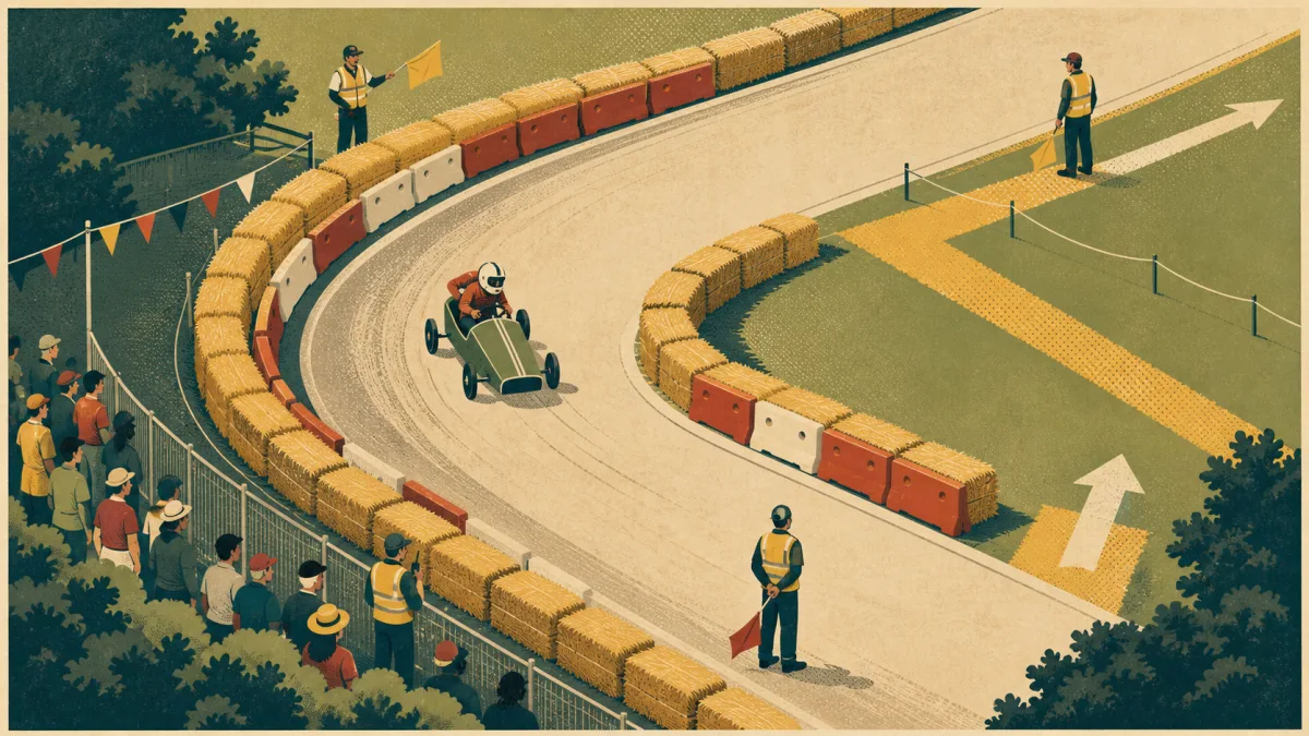 Illustration d’un virage de course protégé pour les pilotes et le public